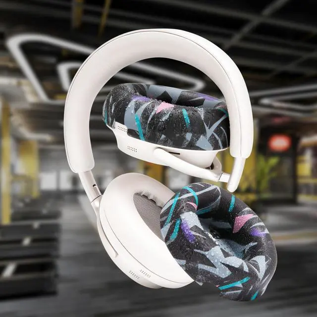 Alt view image 3 of 5 - WC SweatZ QC Ultra V2 - Patented Protective Earpad Covers for Bose QuietComfort Ultra by Wicked Cushions | Sweatproof & Easily Washable | Does not fit Any Other Bose Headphones | 90's Black