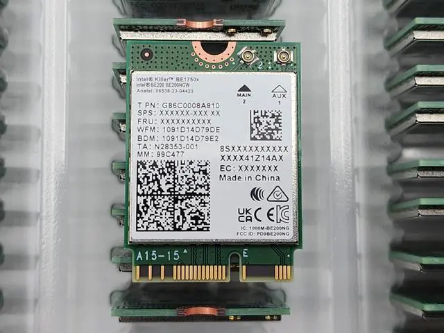 Alt view image 3 of 5 - Intel Killer BE200 1750x & BT 5.4 Wi-Fi 7 Card with M.2. pcie Key E Interface for Intel Processors Single Pack. Ultra Low Latency Ideal for Gaming., white/Green