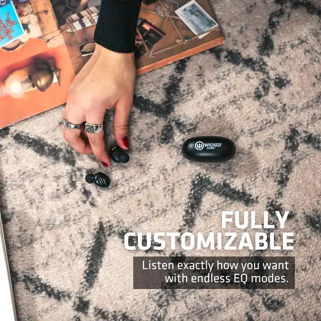Alt view image 2 of 5 - Wicked Audio Mojo 300 True Wireless Bluetooth Earbuds | Long Battery Life | Mobile App | Custom EQ Modes | GPS Find Buds | Transparency Mode | Low Latency | Sweat & Water Resistant | Small Comfortable