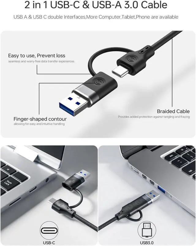 Alt view image 2 of 5 - Abligogo USB 3.0 Switch for USB A & C Devices - Aluminum Alloy USB Switch, Independent Port Control for Mouse, Keyboard, Printer - USB Switcher 2 Computers