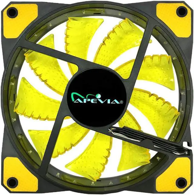Alt view image 4 of 5 - APEVIA AF512L-SYL 120mm Yellow LED Ultra Silent Case Fan w/ 15 LEDs & Anti-Vibration Rubber Pads (5-pk)