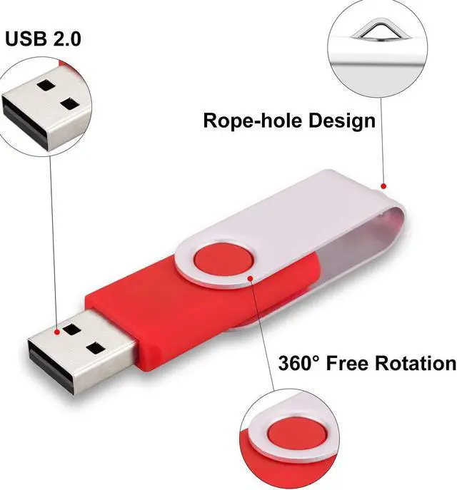 Alt view image 2 of 5 - 10Pcs 32GB USB Flash Drives, USB 2.0 Thumb Drive Bulk Pack Swivel Memory Stick 32 GB Fold Storage Jump Drive Pen Drive Zip Drive for Computer PC, 10 Pack Red