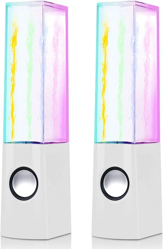Main image of AOBOO Led Color Computer Water Speakers with Light, USB Dancing Fountain Light Show Sound Speakers, 3.5mm Interface,Suitable for Laptop Speakers, Speakers for Desktop Computer (White)
