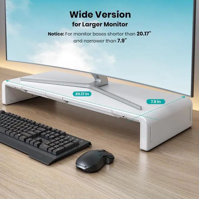 Alt view image 2 of 5 - Monitor Stand Riser, Klearlook Foldable, Height Adjustable Computer Stand, Desk Shelf Riser with Storage Drawer &Tablet Phone Stand for Desktop, Laptop (White)