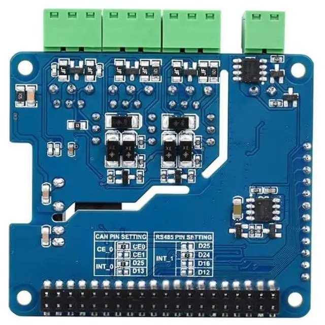 Alt view image 2 of 5 - Coolwell Isolated RS485 CAN HAT (B) for Raspberry Pi Series, SPI Communication, 2-Ch RS485 and 1-Ch CAN, Converts SPI to CAN/RS485