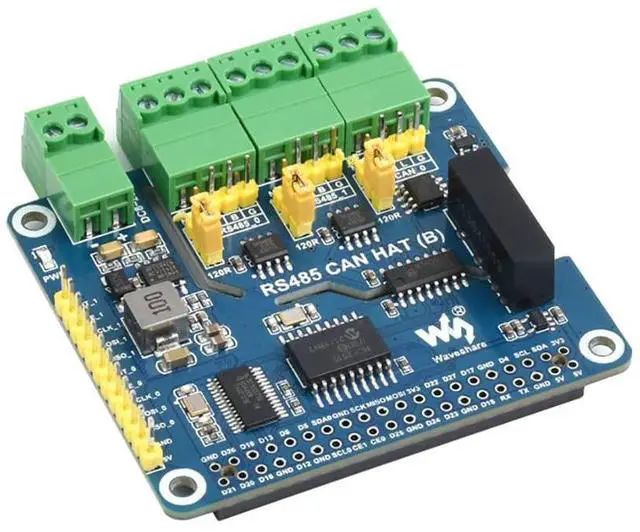 Alt view image 3 of 5 - Coolwell Isolated RS485 CAN HAT (B) for Raspberry Pi Series, SPI Communication, 2-Ch RS485 and 1-Ch CAN, Converts SPI to CAN/RS485