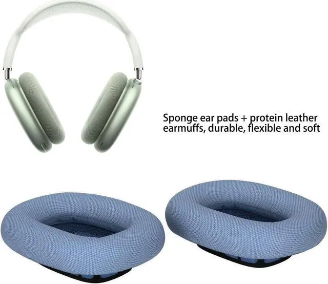 Alt view image 2 of 5 - Replacement Ear-Pads, Soft Memory Foam Headphone Earmuffs, Replacement Ear Cushion Kit, Leather Earpads Earmuffsrs for Airpod Headset234, Extra Durability(Blue)