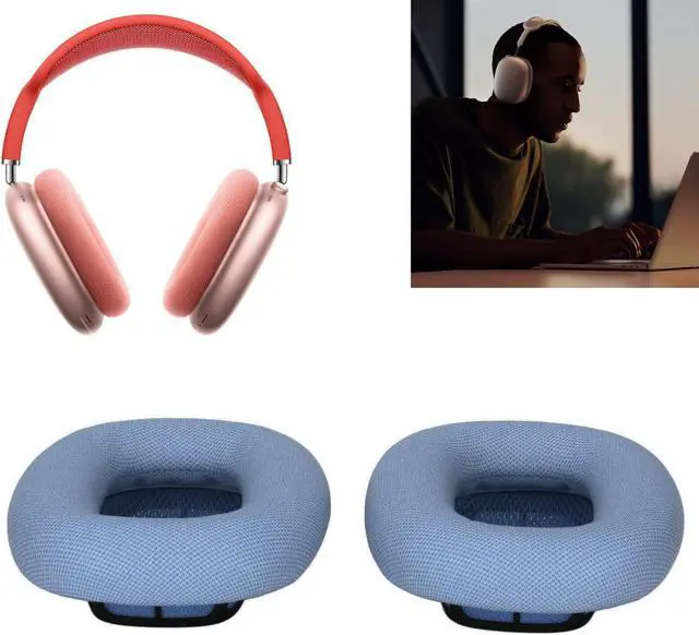 Alt view image 3 of 5 - Replacement Ear-Pads, Soft Memory Foam Headphone Earmuffs, Replacement Ear Cushion Kit, Leather Earpads Earmuffsrs for Airpod Headset234, Extra Durability(Blue)