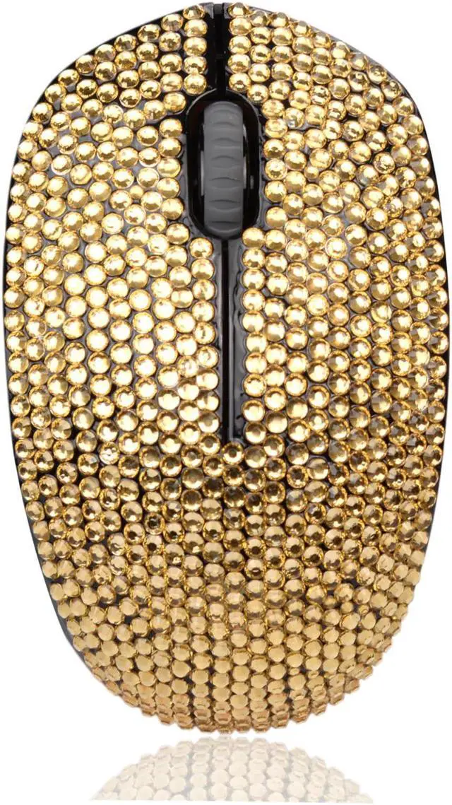 Main image of Diamond Crystal Handmade Bling Dazzling Wireless Mouse, 2.4G Noiseless Mouse with USB Receiver Portable Computer Mice for PC, Tablet, Laptop, Notebook - Gold