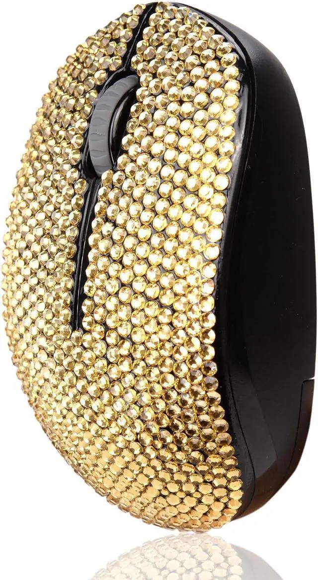 Alt view image 2 of 5 - Diamond Crystal Handmade Bling Dazzling Wireless Mouse, 2.4G Noiseless Mouse with USB Receiver Portable Computer Mice for PC, Tablet, Laptop, Notebook - Gold