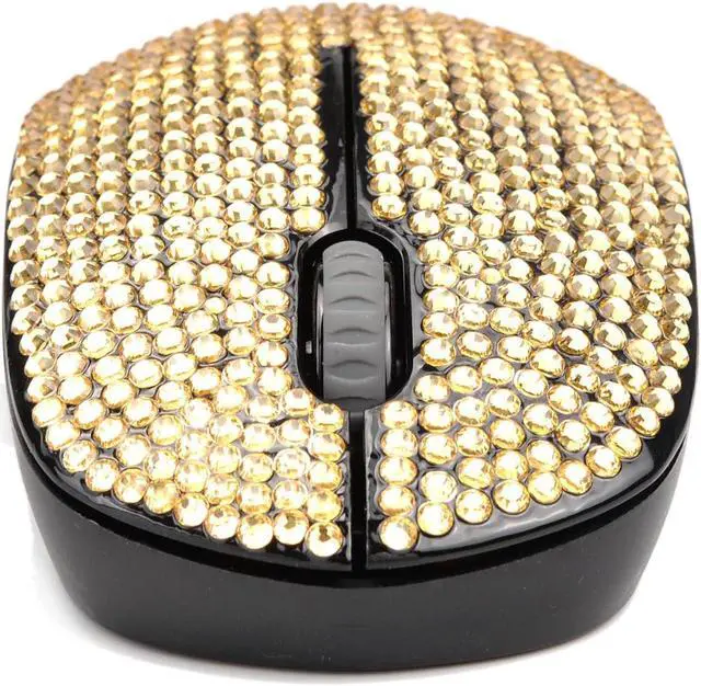 Alt view image 3 of 5 - Diamond Crystal Handmade Bling Dazzling Wireless Mouse, 2.4G Noiseless Mouse with USB Receiver Portable Computer Mice for PC, Tablet, Laptop, Notebook - Gold