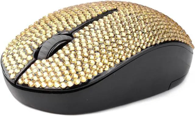 Alt view image 5 of 5 - Diamond Crystal Handmade Bling Dazzling Wireless Mouse, 2.4G Noiseless Mouse with USB Receiver Portable Computer Mice for PC, Tablet, Laptop, Notebook - Gold