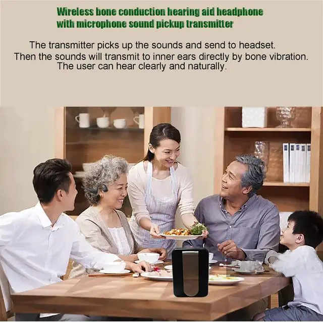 Alt view image 4 of 5 - BenexBesdi Wireless TV Listening Headsets Hearing Device with Sound Collector, Bone Conduction Hearing Headphones with Microphone Sound Pickup Box to Watch TV and Conversation