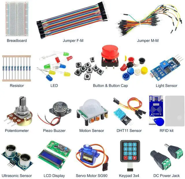 Alt view image 2 of 3 - DIYables Basic Electronics Starter Kit for Arduino, ESP32, ESP8266, Raspberry Pi  Sensor and Component Kit for Beginners and DIY Projects (Boards Not Included)