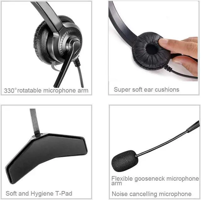 Alt view image 5 of 5 - VOISPLUS 3.5mm Cell Phone Headset for Computer Laptop PC Tablet, Computer Headphones with Microphone for iPhone Android Skype Webinar Business Office Call Center, Clearer Chat, Extra Comfort