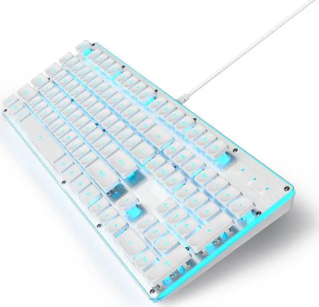 Alt view image 3 of 5 - iTastatur Typewriter Keyboard 104-key White Square Punk Gaming Keyboard LED Ice Blue Backlit Cute Keyboard with Wired USB Suitable for PC/Win/Mac/LaptopG1000/White