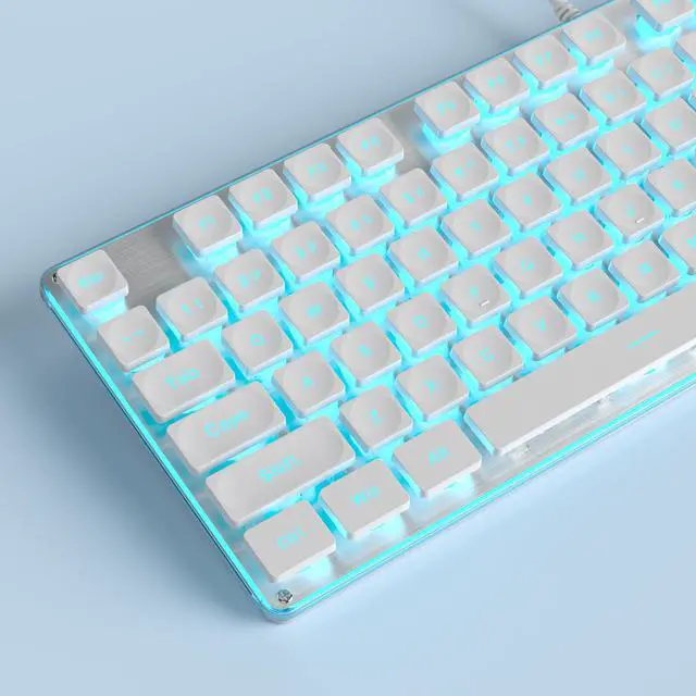 Alt view image 5 of 5 - iTastatur Typewriter Keyboard 104-key White Square Punk Gaming Keyboard LED Ice Blue Backlit Cute Keyboard with Wired USB Suitable for PC/Win/Mac/LaptopG1000/White