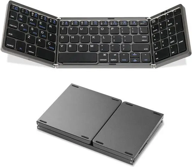 Main image of Portable Keyboard for Laptop with Numeric Keypad Foldable Keyboard Bluetooth for Laptop,Rechargeable full Laptop Keyboard Travel Keyboard for Laptop,Tablet,iPad,Phones etc,Up to 90 Days(Gray)
