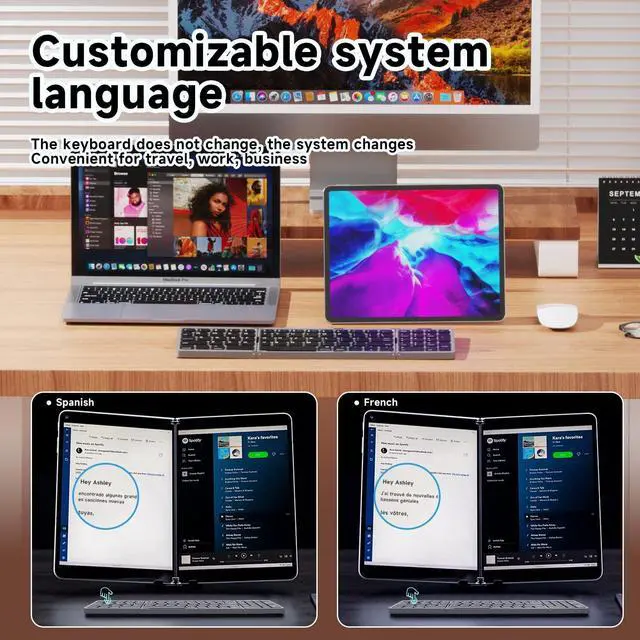 Alt view image 5 of 5 - Portable Keyboard for Laptop with Numeric Keypad Foldable Keyboard Bluetooth for Laptop,Rechargeable full Laptop Keyboard Travel Keyboard for Laptop,Tablet,iPad,Phones etc,Up to 90 Days(Gray)