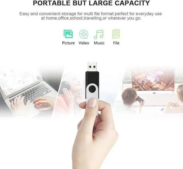 Alt view image 4 of 5 - KEXIN Flash Drive 64GB USB Flash Drive 5 Pack Thumb Drive 64 GB Jump Drive USB Stick 64G Swivel Bulk Zip Drive USB 2.0, Multi-Color (Black, Blue, Green, White, Red)