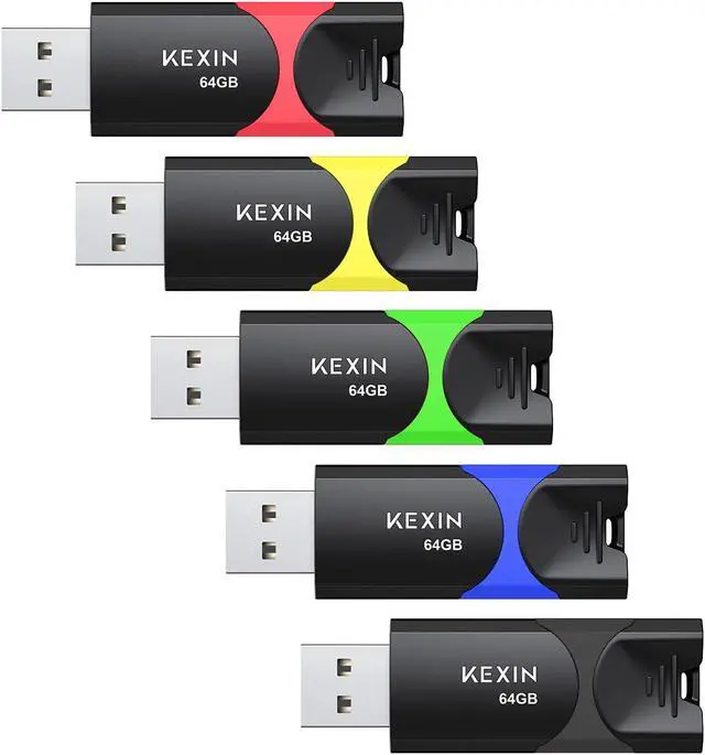 Main image of KEXIN Flash Drive 64GB Thumb Drive 5 Pack 64 GB USB Flash Drive USB 2.0 Memory Stick 64G Thumb Drives Jump Drive Data Storage (64GB, 5 Mixed Colors)