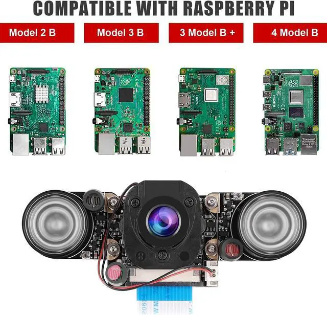 Alt view image 4 of 5 - MakerFocus Raspberry Pi 4B Camera IR Camera Module 75 Degree 5MP OV5647 Webcam Automatically Switching Between Day and Night Vision with Holder and Cable for Raspberry Pi 5 4B 3B+ Zero and Zero W