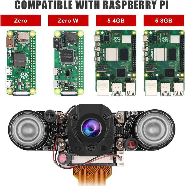 Alt view image 5 of 5 - MakerFocus Raspberry Pi 4B Camera IR Camera Module 75 Degree 5MP OV5647 Webcam Automatically Switching Between Day and Night Vision with Holder and Cable for Raspberry Pi 5 4B 3B+ Zero and Zero W