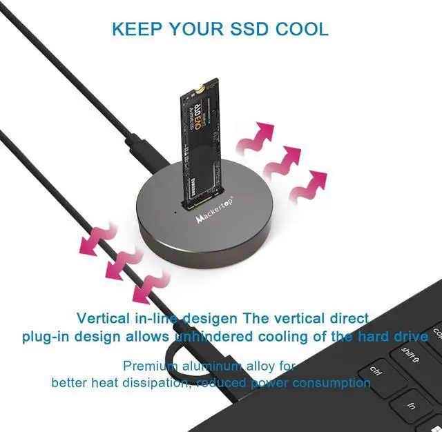 Alt view image 5 of 5 - Mackertop M.2 NVMe & SATA to USB C Docking Station, M.2 SSD to USB A C Reader Adapter for 2280 2260 2242 2230 Enclosure, Fits Both M.2 (M Key, B+M Key) NVMe and SATA NGFF SSDs Aluminum Alloy