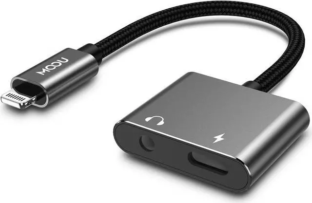 Main image of MOOU iPhone Splitter Audio and Charge Adapter [Apple MFi Certified] 2 in 1 Lightning to 3.5mm Headphones Jack + Charger Adapter for iPhone 14/14 Pro/13/13 Pro/13 Pro Max/12/12 Mini/11/11 Pro/X/XS/SE