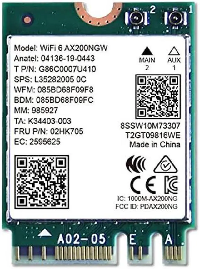 Main image of NETELY 802.11AX WiFi 6 AX200NGW MGFF M2 Interface WiFi Adapter with Bluetooth 5.0, WiFi 6 3000Mbps Speed, 2.4GHz 574Mbps & 5GHz 2400Mbps, Intel WiFi 6 AX200NGW WiFi Card (WiFi 6 AX200NGW)