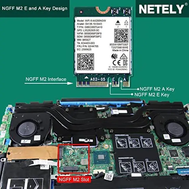 Alt view image 5 of 5 - NETELY 802.11AX WiFi 6 AX200NGW MGFF M2 Interface WiFi Adapter with Bluetooth 5.0, WiFi 6 3000Mbps Speed, 2.4GHz 574Mbps & 5GHz 2400Mbps, Intel WiFi 6 AX200NGW WiFi Card (WiFi 6 AX200NGW)