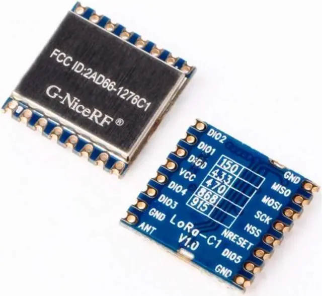 Main image of Compatible with RFM95WLoRa 1276 Chip Module with Arduino 100mW Long Range Wireless Transceiver Module, LORA1276-C1 x 2 pcs