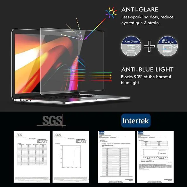 Alt view image 4 of 5 - RetinaGuard Anti Blue Light Screen Protector for 2022-2024 MacBook Air 13.6 inch with M3, M2 Chip, SGS and Intertek Tested, Blocks Excessive Harmful Blue Light