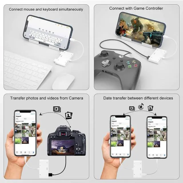 Alt view image 4 of 5 - Lightning to HDMI Adapter for iPhone, 6 in 1 TF & SD Card Reader with Charging Port, HDMI Adapter to TV /Monitor/Projector/USB Drive/MIDI /Keyboard/Mouse Suitable for Meeting Speech and Teaching