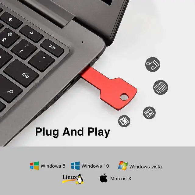 Alt view image 4 of 5 - RAOYI 10 Pack 2GB USB Flash Drive USB 2.0 Metal Key Shape Memory Stick Thumb Drive Pen Drive-Red