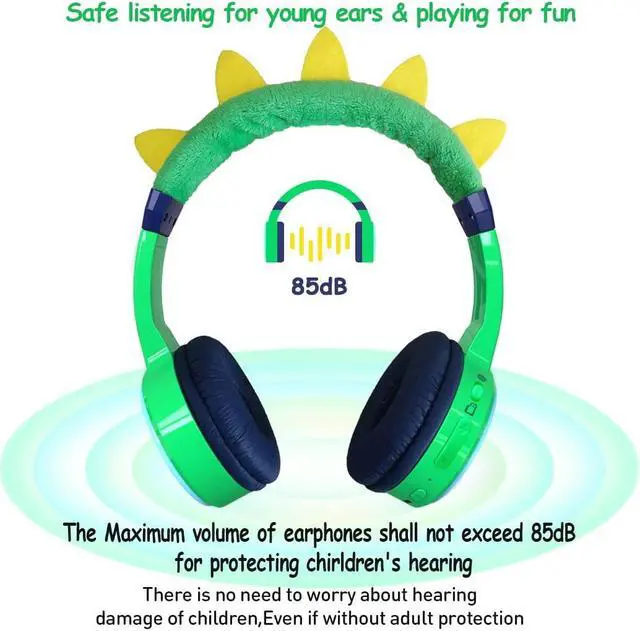 Alt view image 4 of 5 - JBUNION Kids Bluetooth Headphones, with 85dB Volume Limited Adjustable Headphone, Wireless Bluetooth Headphones, Aux 3.5mm Cable Included for Boys Girls Study, School, Kids Headset for ipad/Tablet