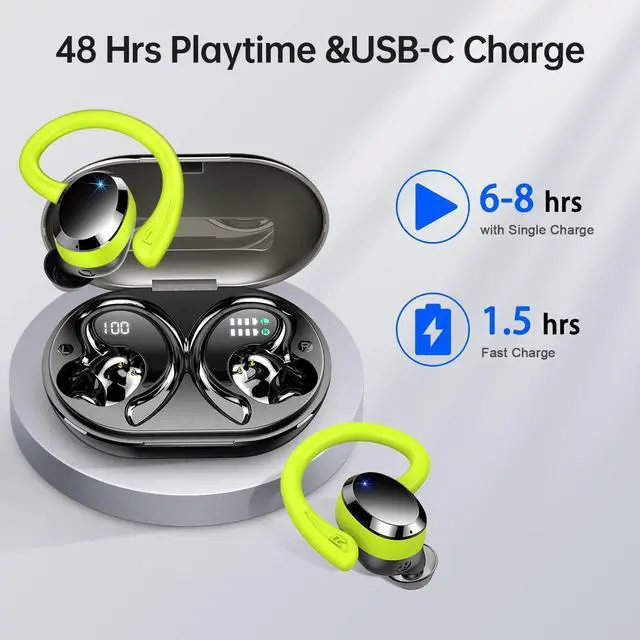 Alt view image 3 of 5 - Wireless Earbuds Bluetooth Headphones, Bluetooth 5.3 Earbuds with Immersive HiFi Stereo, 2023 New 48Hrs Wireless Ear Buds Over Ear, ENC Mic, Comfortable Sport Earhooks, IP7 Waterproof in Ear Earphones