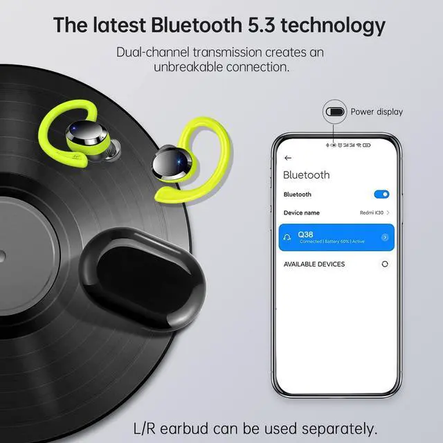 Alt view image 5 of 5 - Wireless Earbuds Bluetooth Headphones, Bluetooth 5.3 Earbuds with Immersive HiFi Stereo, 2023 New 48Hrs Wireless Ear Buds Over Ear, ENC Mic, Comfortable Sport Earhooks, IP7 Waterproof in Ear Earphones
