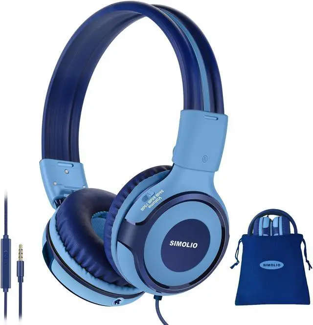 Alt view image 2 of 5 - SIMOLIO Kids Headphones Wired for School-Gaming with Microphone, Safe Volume Cord Headphone with Mic for Boys, Teens, Children, Lightweight Folding Over Ear Headset for PC, iPad