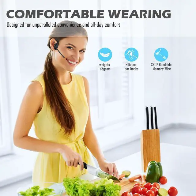 Alt view image 4 of 5 - Seflorgo Bluetooth V5.3 Headphones w/Noise Cancelling Boom Mic, Open Ear Headset with Mic, Lightweight Comfortable Wireless Headset for Phone Call Office Meetings-10 Hrs Worktime (cyan)