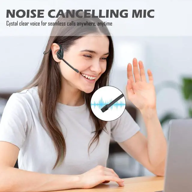 Alt view image 3 of 5 - Seflorgo Bluetooth V5.3 Headphones w/Noise Cancelling Boom Mic, Open Ear Headset with Mic, Lightweight Comfortable Wireless Headset for Phone Call Office Meetings-10 Hrs Worktime (cyan)