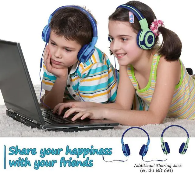 Alt view image 5 of 5 - SIMOLIO Kids Headphones Wired for School-Gaming with Microphone, Safe Volume Cord Headphone with Mic for Boys, Teens, Children, Lightweight Folding Over Ear Headset for PC, iPad