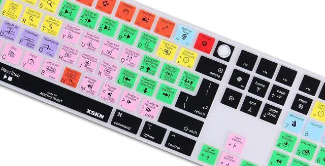 Alt view image 4 of 5 - XSKN Shortcuts and Languages Silicone Keyboard Cover Skin Compatible with Apple 2021 iMac M1 Chip Magic Keyboard with Touch ID and Numeric Keypad A2520 Accessories (EU&US Version, AVID Pro Tools)