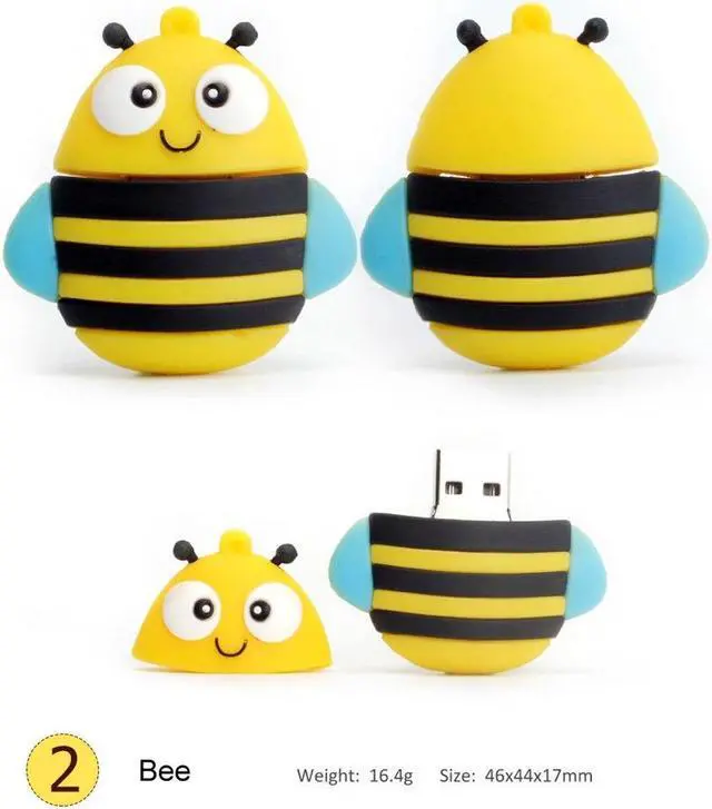 Alt view image 3 of 5 - Flash Drive 5x16GB Thumb Drive Animals USB Flash Drive with Chain Bee Fox Owls Penguin Pen Drive Gift for School Kids and Students Valentine's Day Gift (Pack of 5 Animals)