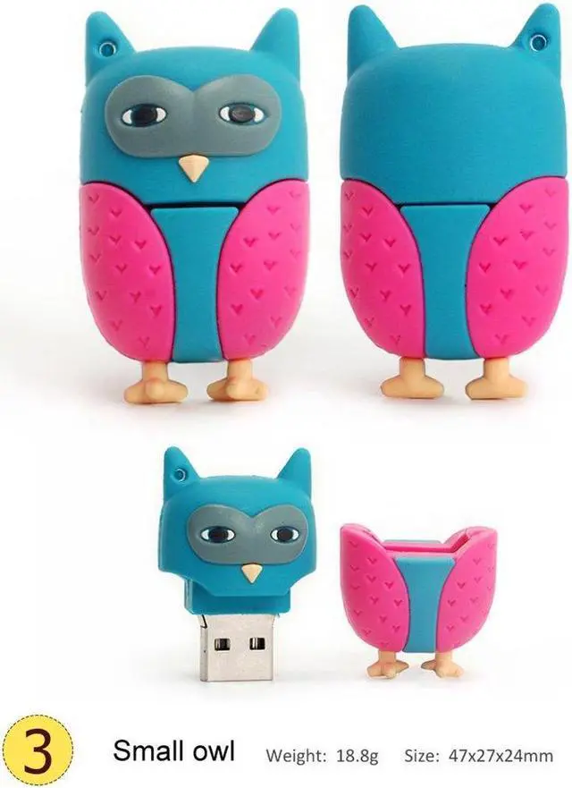 Alt view image 4 of 5 - Flash Drive 5x16GB Thumb Drive Animals USB Flash Drive with Chain Bee Fox Owls Penguin Pen Drive Gift for School Kids and Students Valentine's Day Gift (Pack of 5 Animals)