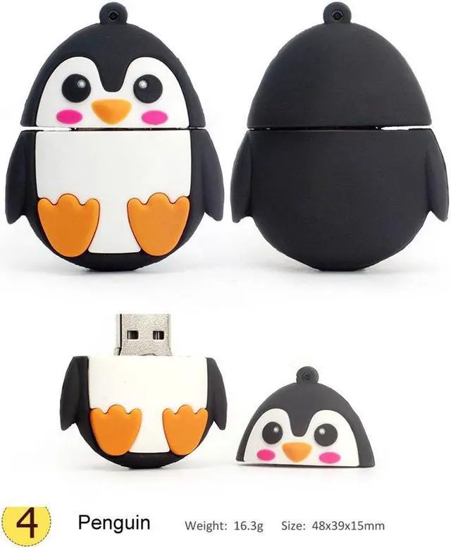 Alt view image 5 of 5 - Flash Drive 5x16GB Thumb Drive Animals USB Flash Drive with Chain Bee Fox Owls Penguin Pen Drive Gift for School Kids and Students Valentine's Day Gift (Pack of 5 Animals)