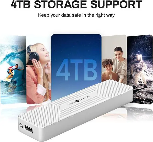 Alt view image 5 of 5 - SETMSPACE M.2 NVMe+NGFF(SATA) SSD Enclosure Reader, USB 3.1 Gen 2 (10 Gbps) to M.2 NVMe Enclosure Support UASP for M.2 NVME+NGFF SSD Size 2230/2242/2260/2280(up to 4TB)