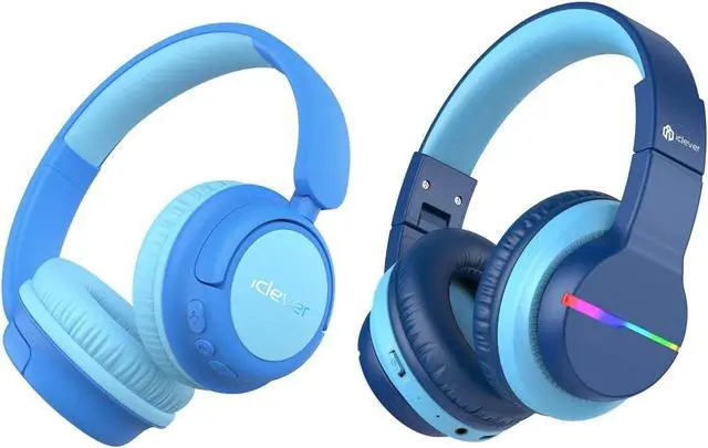 Main image of iClever BTH12 & BTH22 Kids Bluetooth Headphones, Safe Volume, Over Ear Kids Headphones Wireless with Mic AUX Cord for iPad/Tablet/Travel/School, Blue