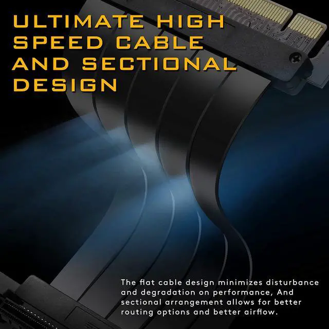 Alt view image 4 of 5 - EZDIY-FAB [30cm] PCIE 3.0 16x Extreme High Speed Riser Cable PCI Express Port GPU Extension Card-Right Angle Connector