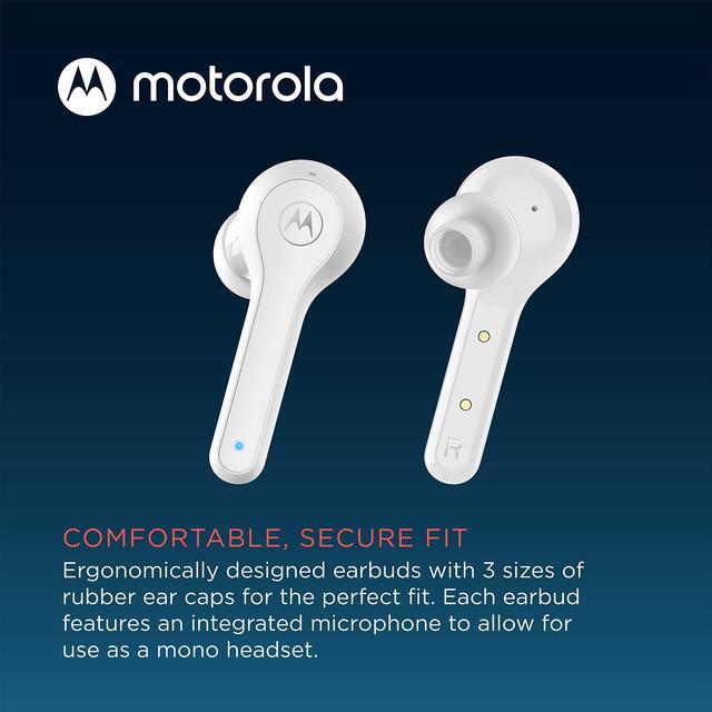 Alt view image 4 of 5 - Motorola Sound Moto Buds 085 True Wireless Bluetooth Earbuds with Microphone, Charging Case - IPX5 Water Resistant Sweatproof Wireless Earbuds, Smart Touch-Control, Deep Bass Ear Buds - White